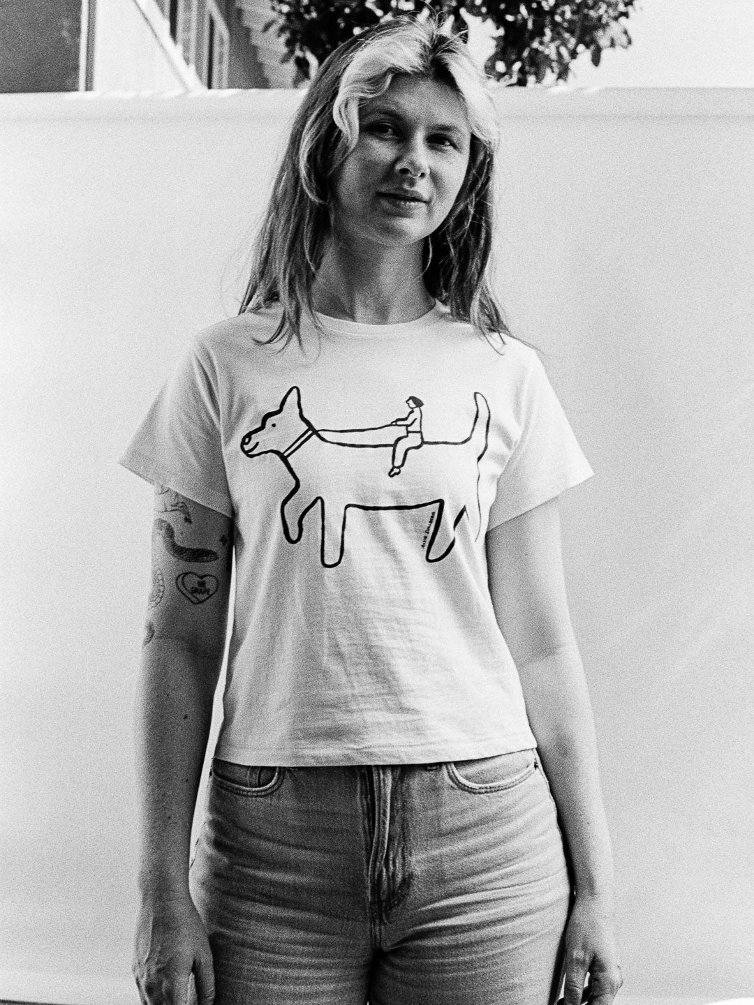 Dog Rider Women's Tee Cream by Allie Sullberg