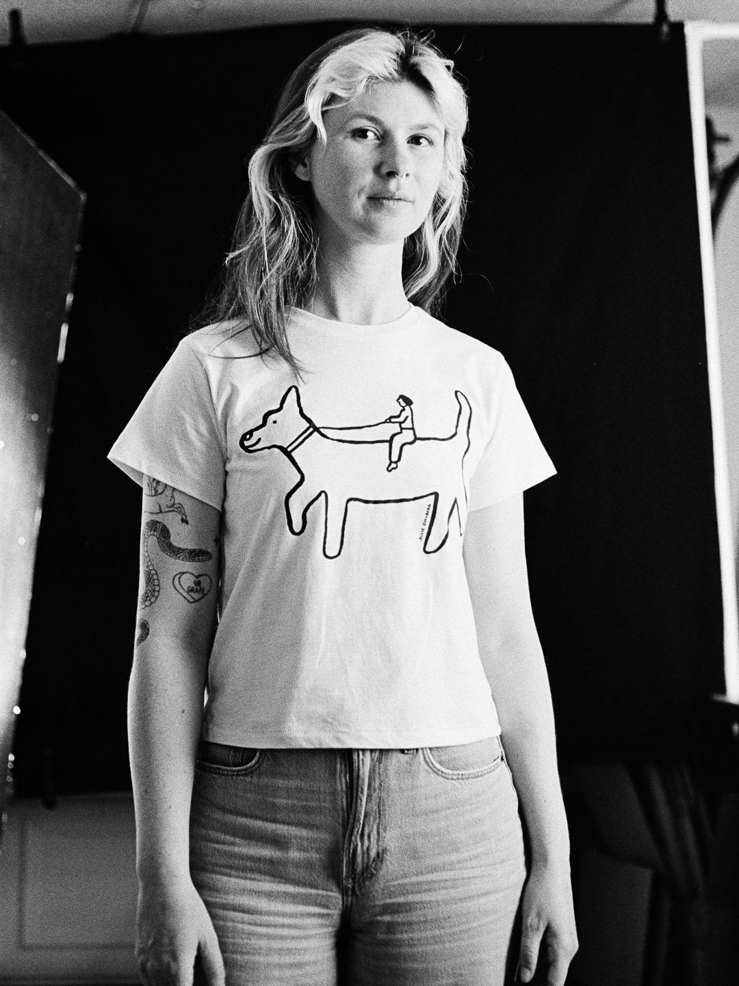Dog Rider Women's Tee Cream by Allie Sullberg