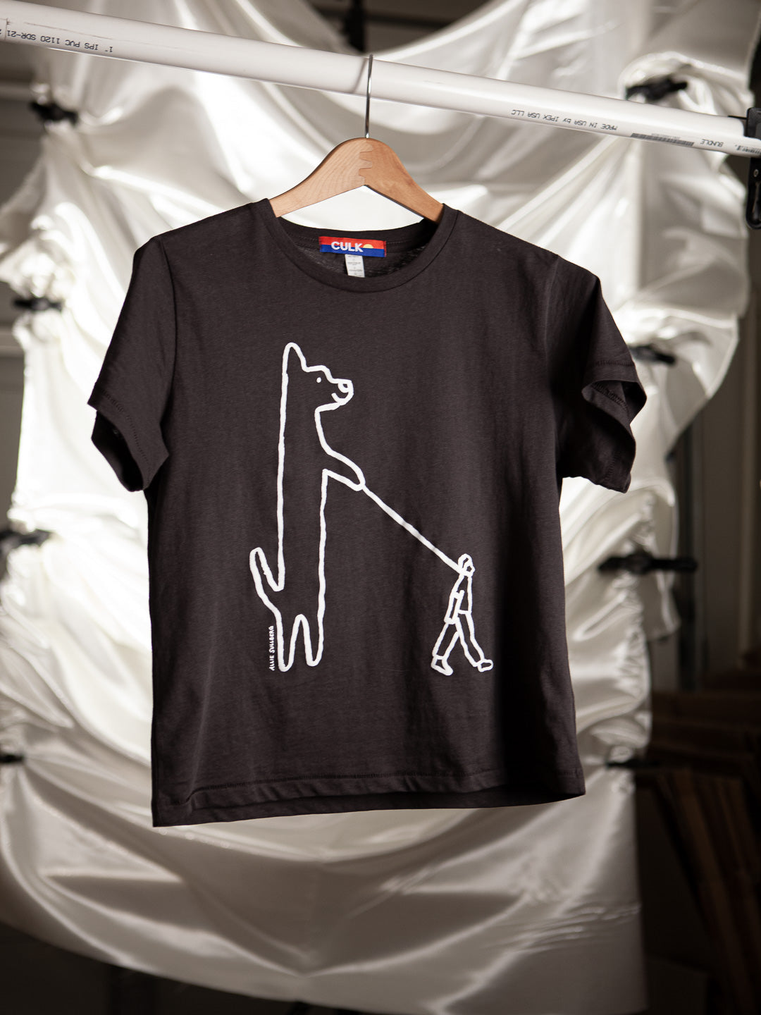 Dog Walker Women's Tee Black by Allie Sullberg