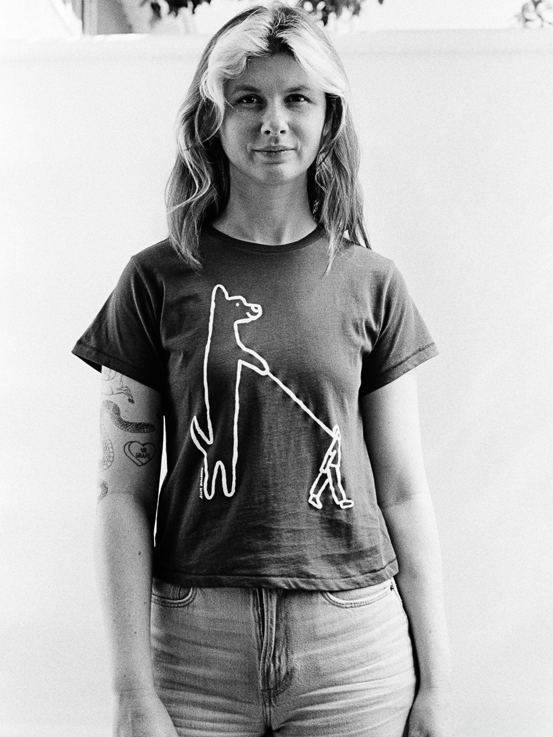 Dog Walker Women's Tee Black by Allie Sullberg