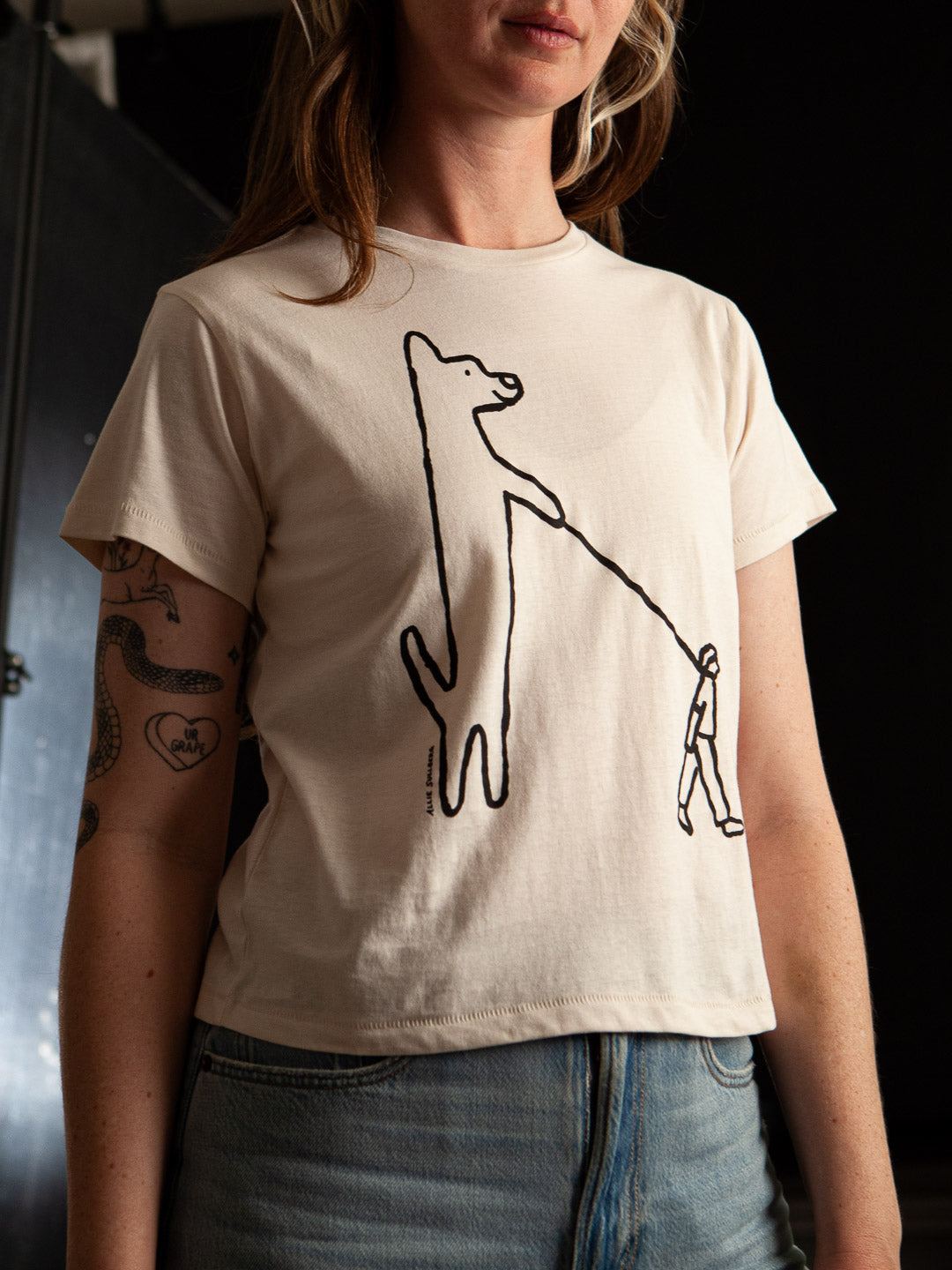 Dog Walker Women's Tee Cream by Allie Sullberg