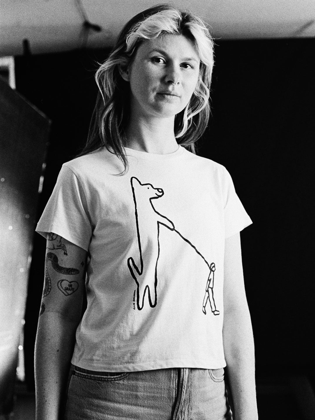 Dog Walker Women's Tee Cream by Allie Sullberg