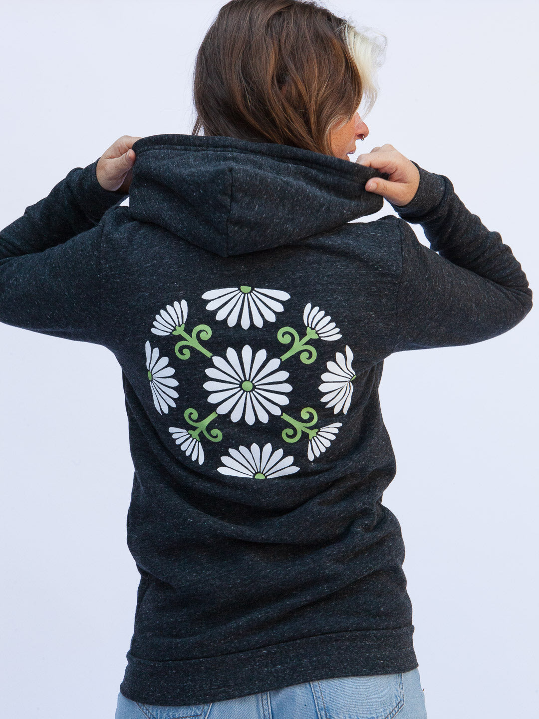 Garden Wheel Zip-up Hoodie Tri-Charcoal