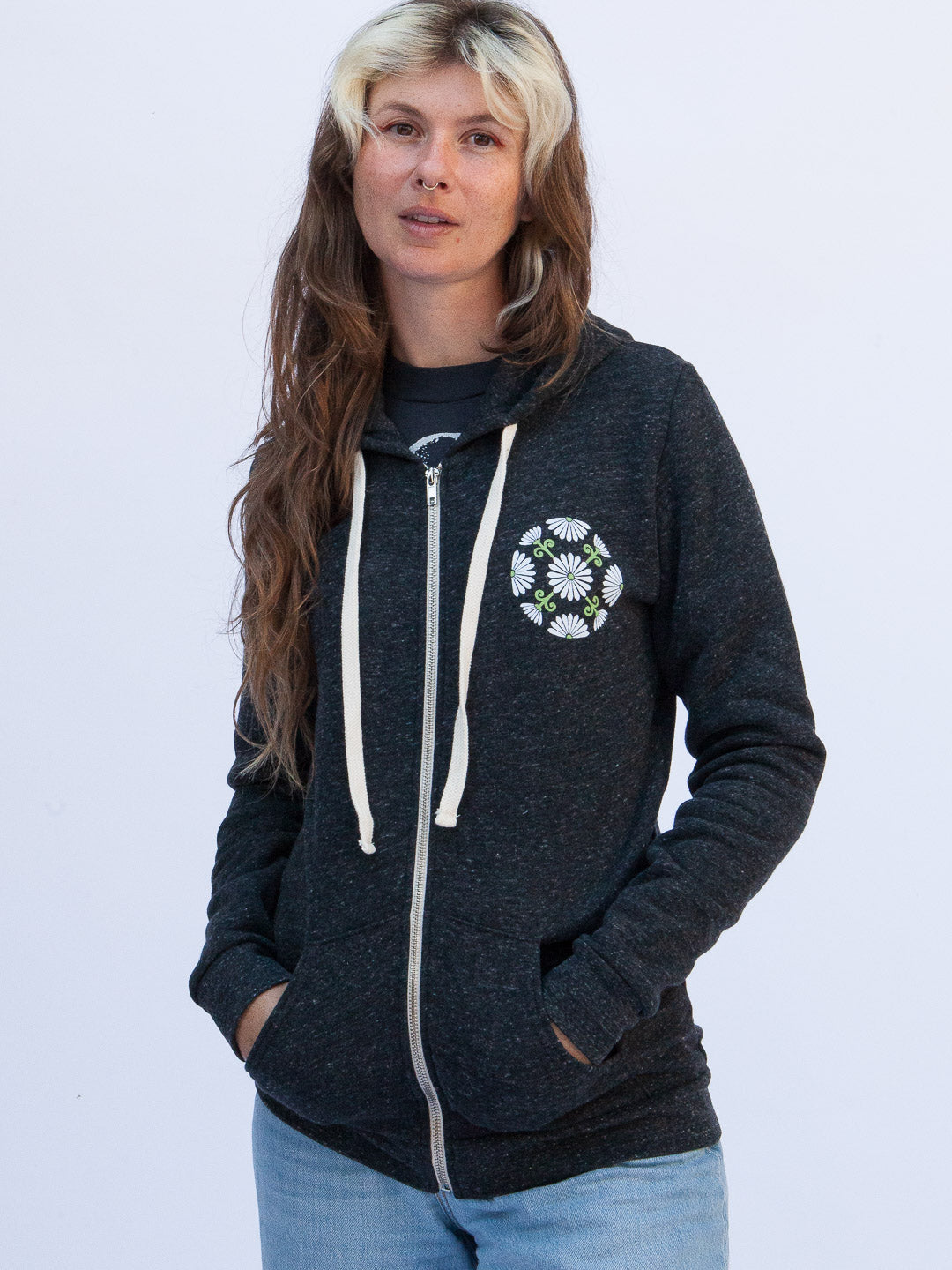 Garden Wheel Zip-up Hoodie Tri-Charcoal