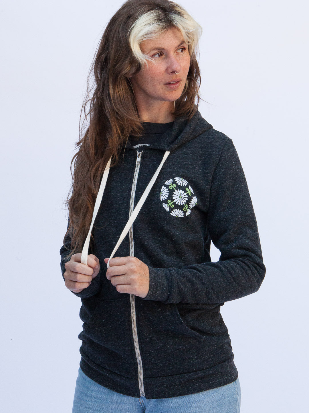 Garden Wheel Zip-up Hoodie Tri-Charcoal