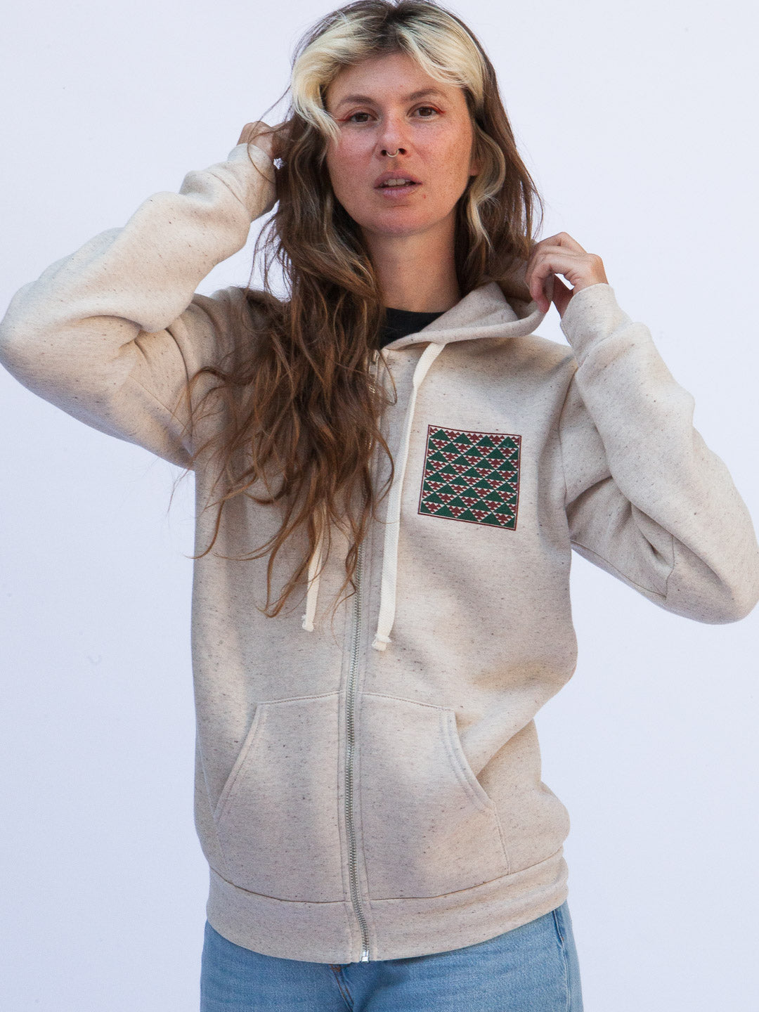 Mountain Study Zip-up Hoodie Tri-Cream