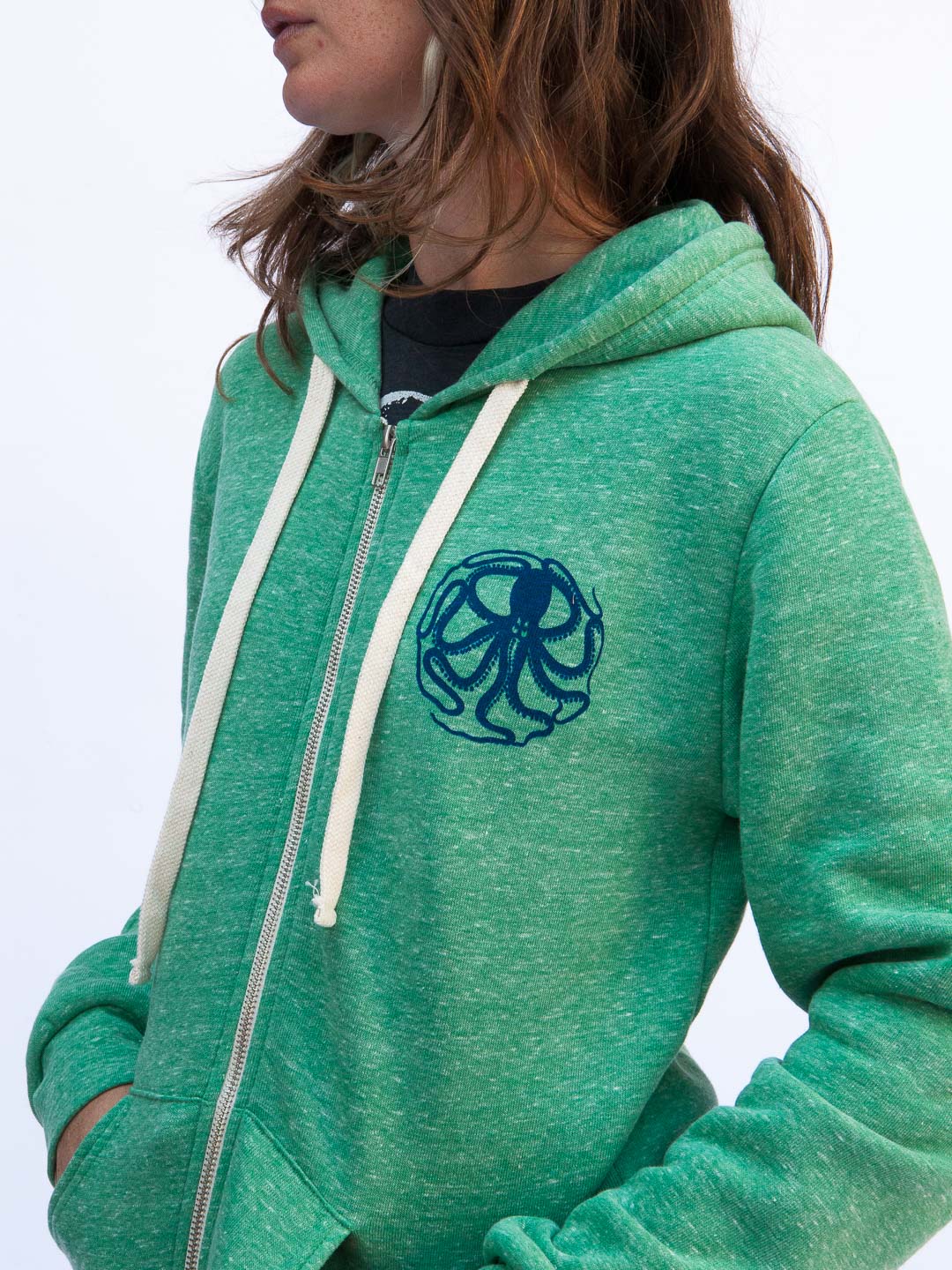 Octopus Zip-up Hoodie Tri-Green