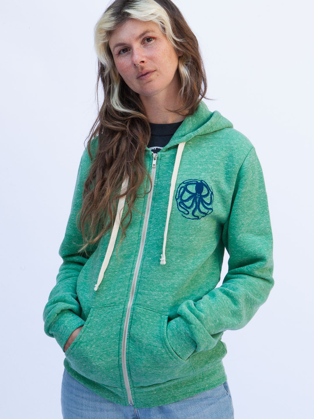 Octopus Zip-up Hoodie Tri-Green