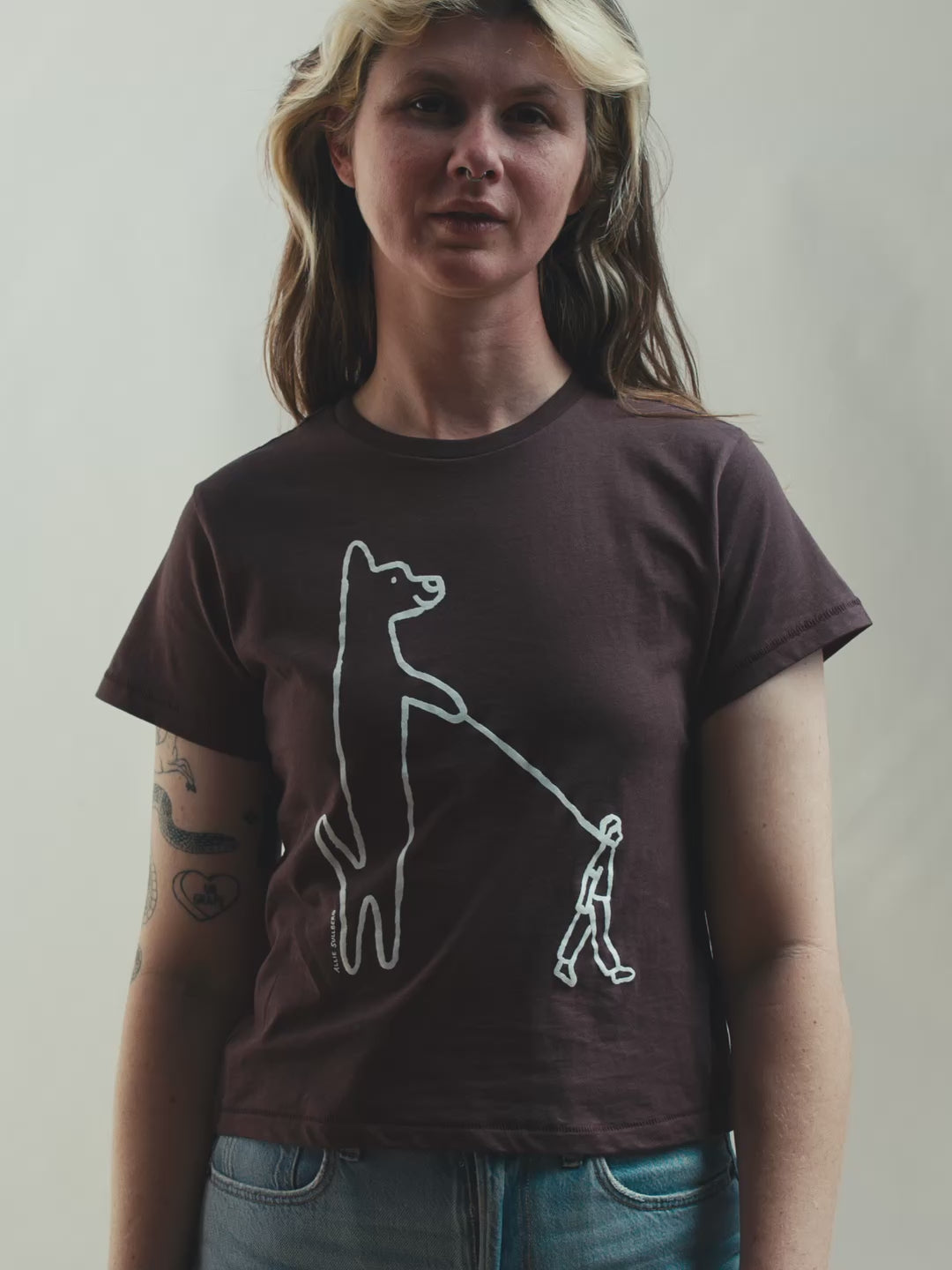 Dog Walker Women's Tee Black by Allie Sullberg