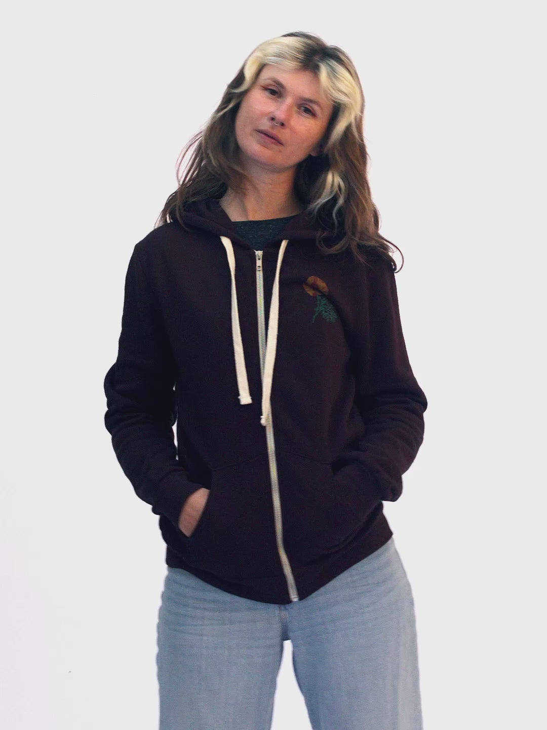 Poppy Zip-up Hoodie Tri-Black by Jen Kindell