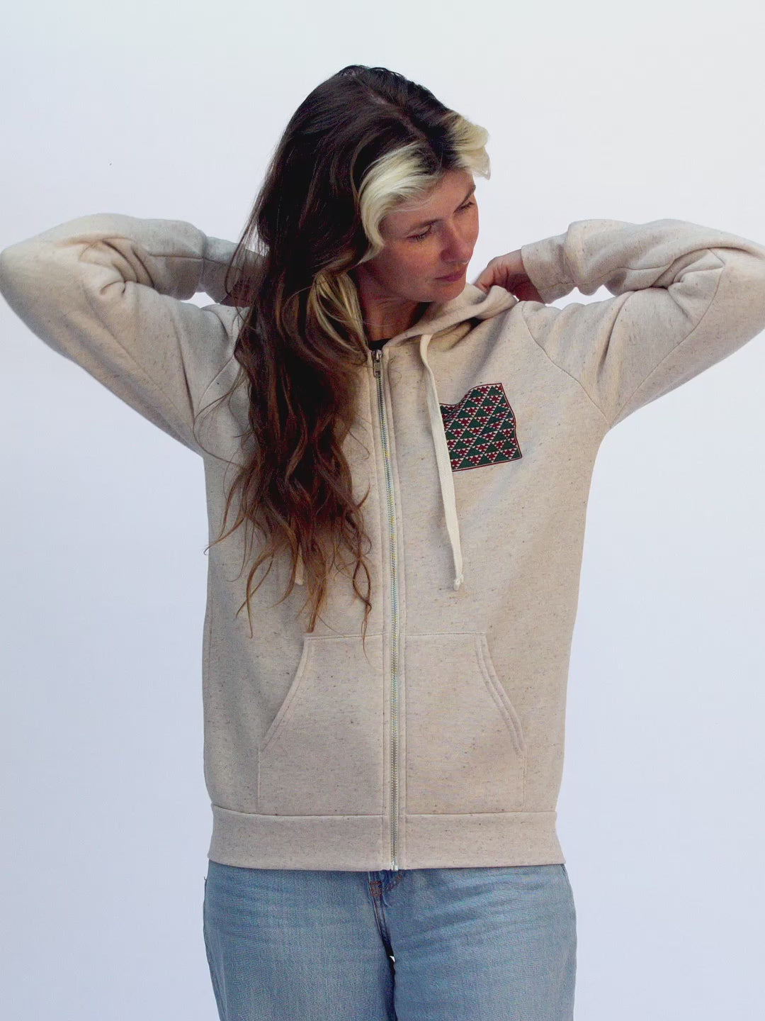 Mountain Study Zip-up Hoodie Tri-Cream