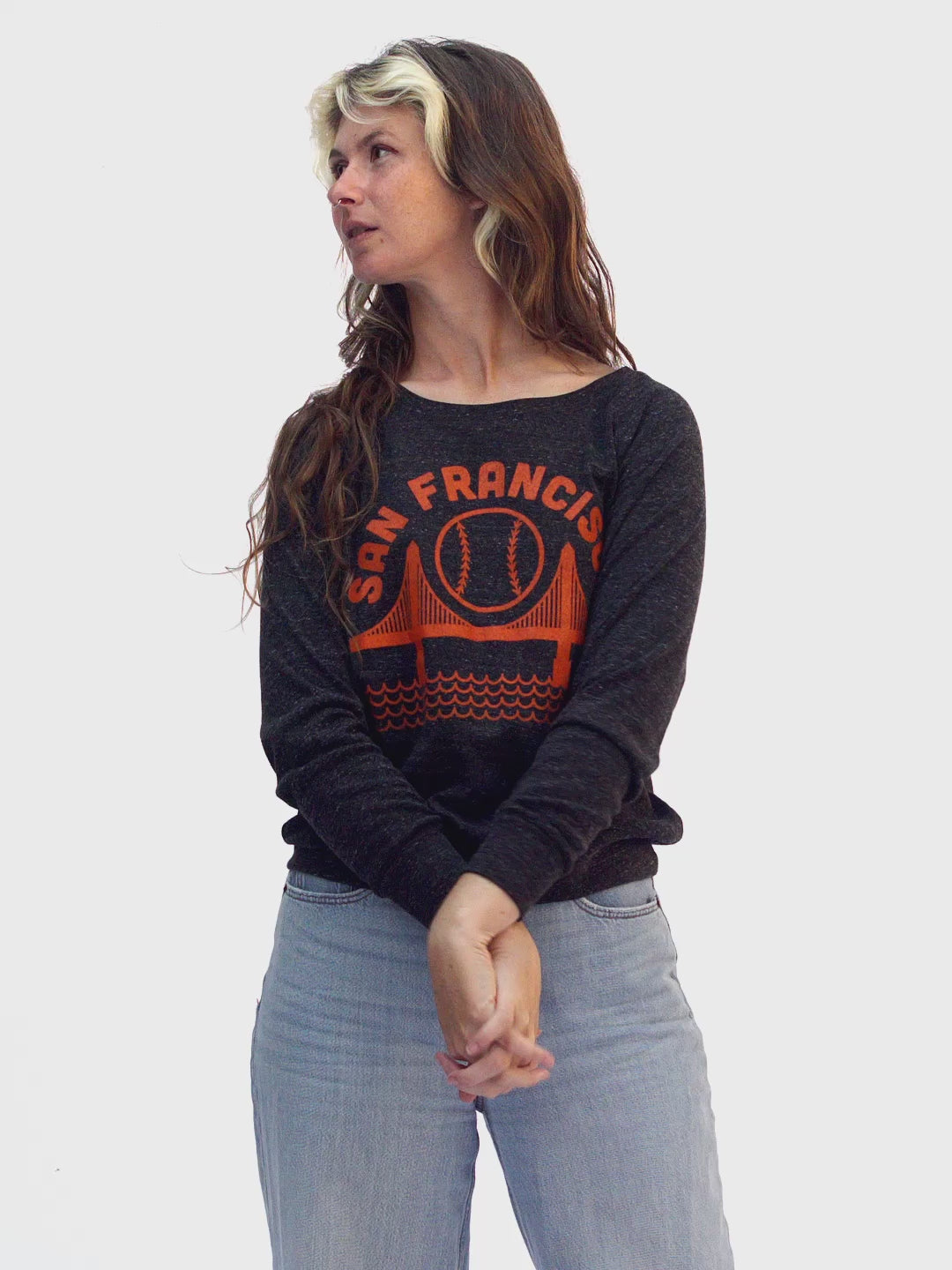 SF Baseball Women's Raglan Pullover Tri-Charcoal