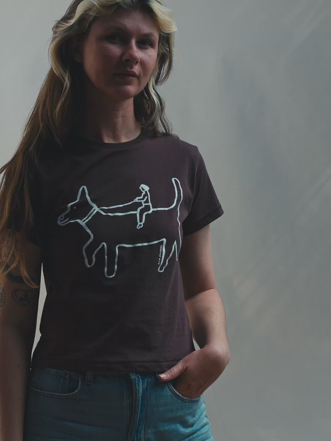 Dog Rider Women's Tee Black by Allie Sullberg