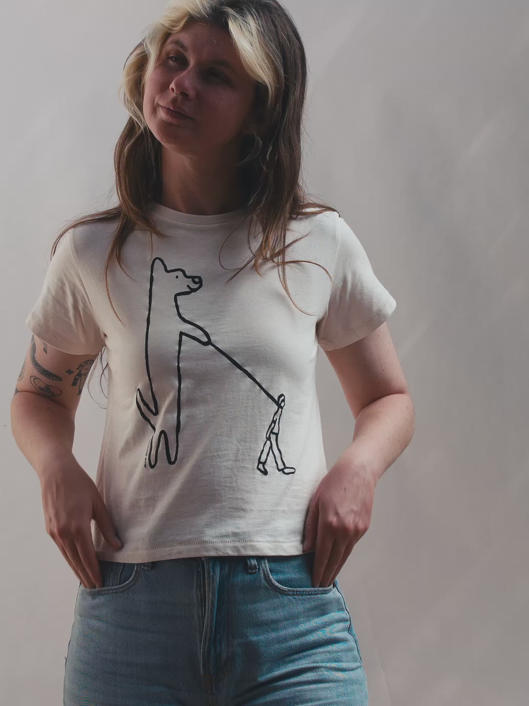 Dog Walker Women's Tee Cream by Allie Sullberg