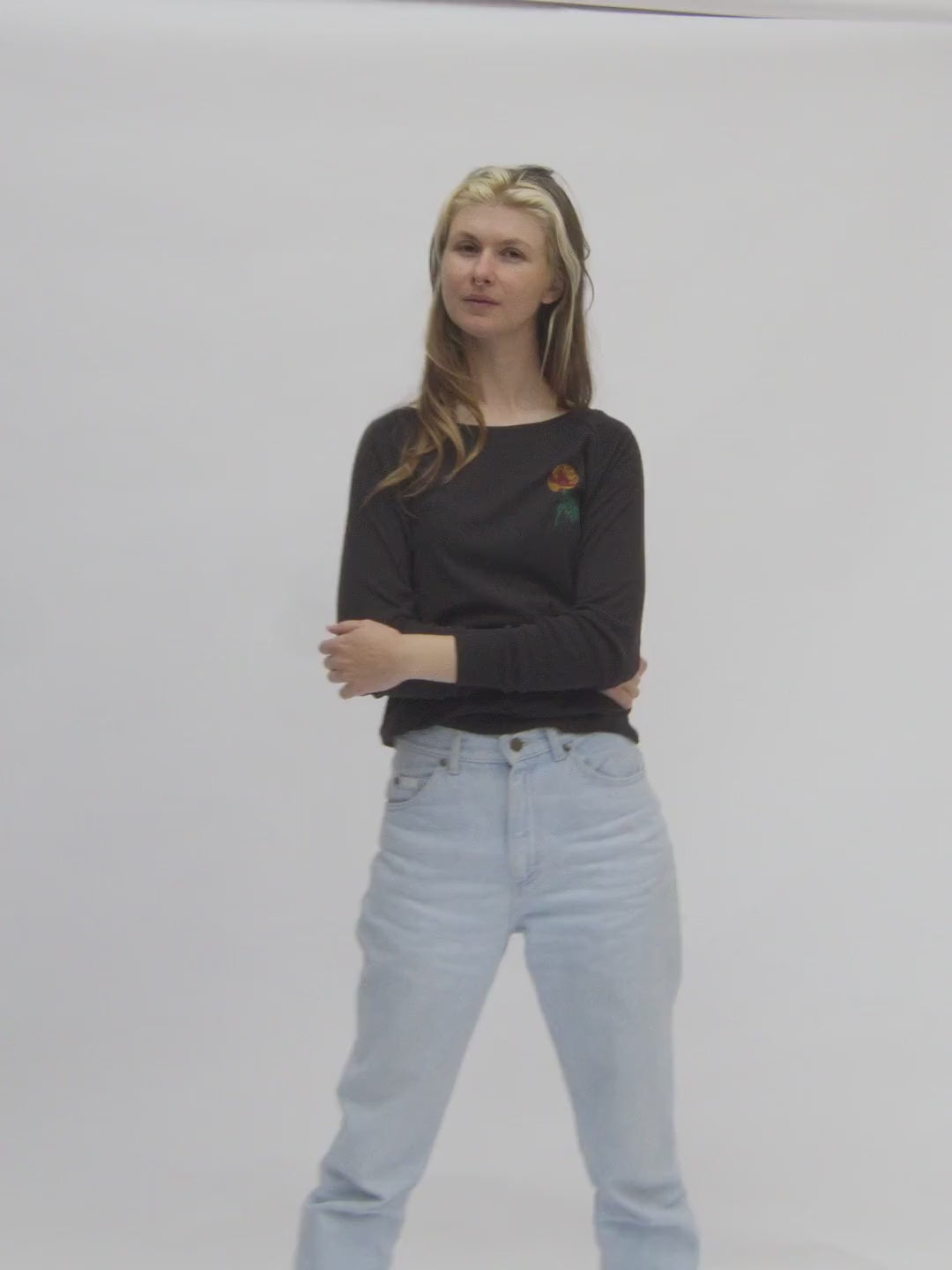 Poppy Women's Raglan Pullover Tri-Black by Jen Kindell