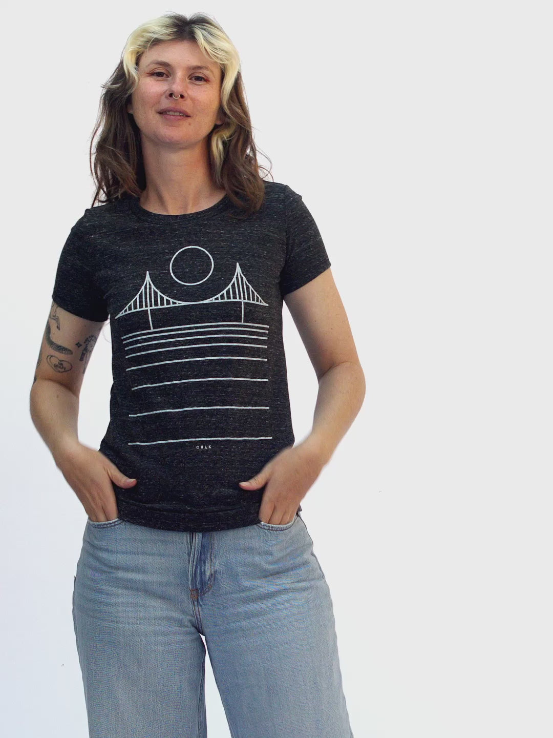 Minimal Bridge Women's Tee Tri-Charcoal