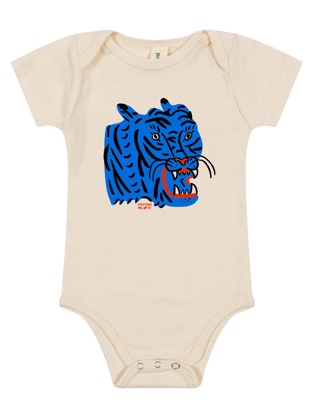 Blue Tiger Baby Onesie Cream by Kristina Micotti-Culk