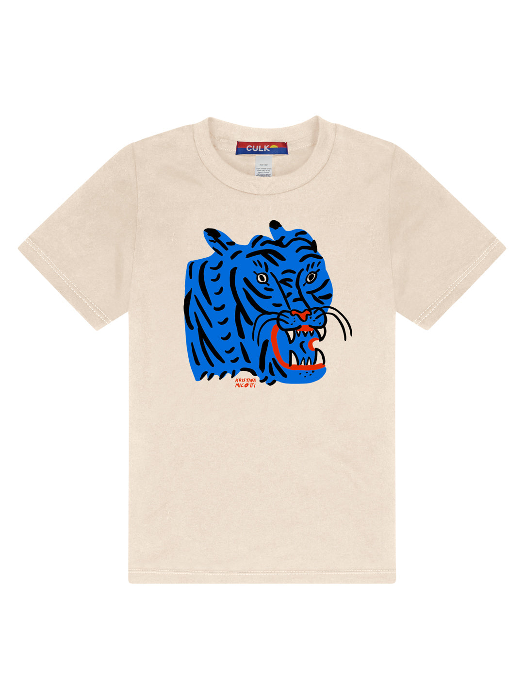 Blue Tiger Toddler Tee Cream by Kristina Micotti-Culk
