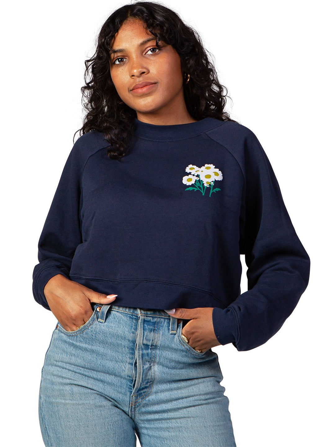 Daisy Women's Cropped Crewneck by Jen Kindell-Culk