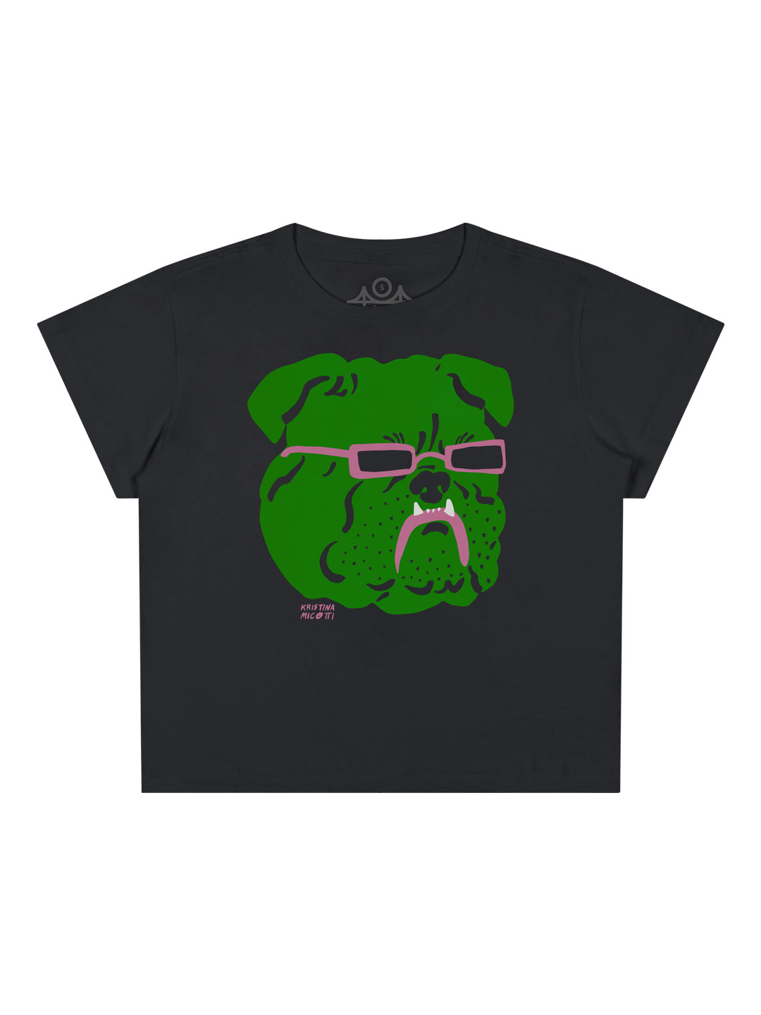 Green Bulldog Women's Tee Black by Kristina Micotti-Culk