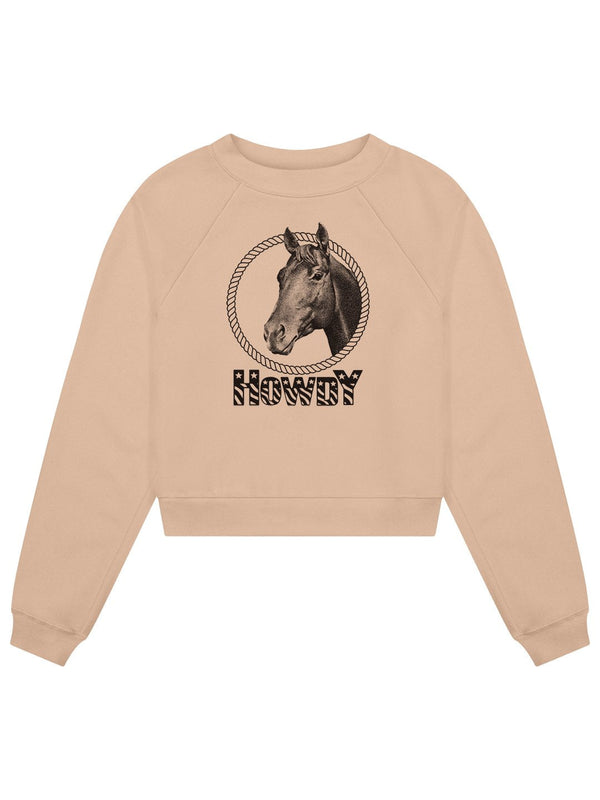 ★韓国人気★LOOKPLE★LOOK FIRST HALE CROP SWEATSHIRT Howdy-Horse-Womens-Cropped-