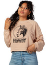 Howdy Horse Women&#39;s Cropped Crewneck Sweatshirt Sand-Culk