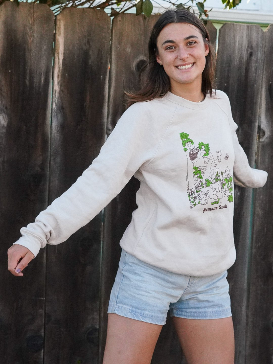 Humans Suck Crewneck Sweatshirt Cream-Culk