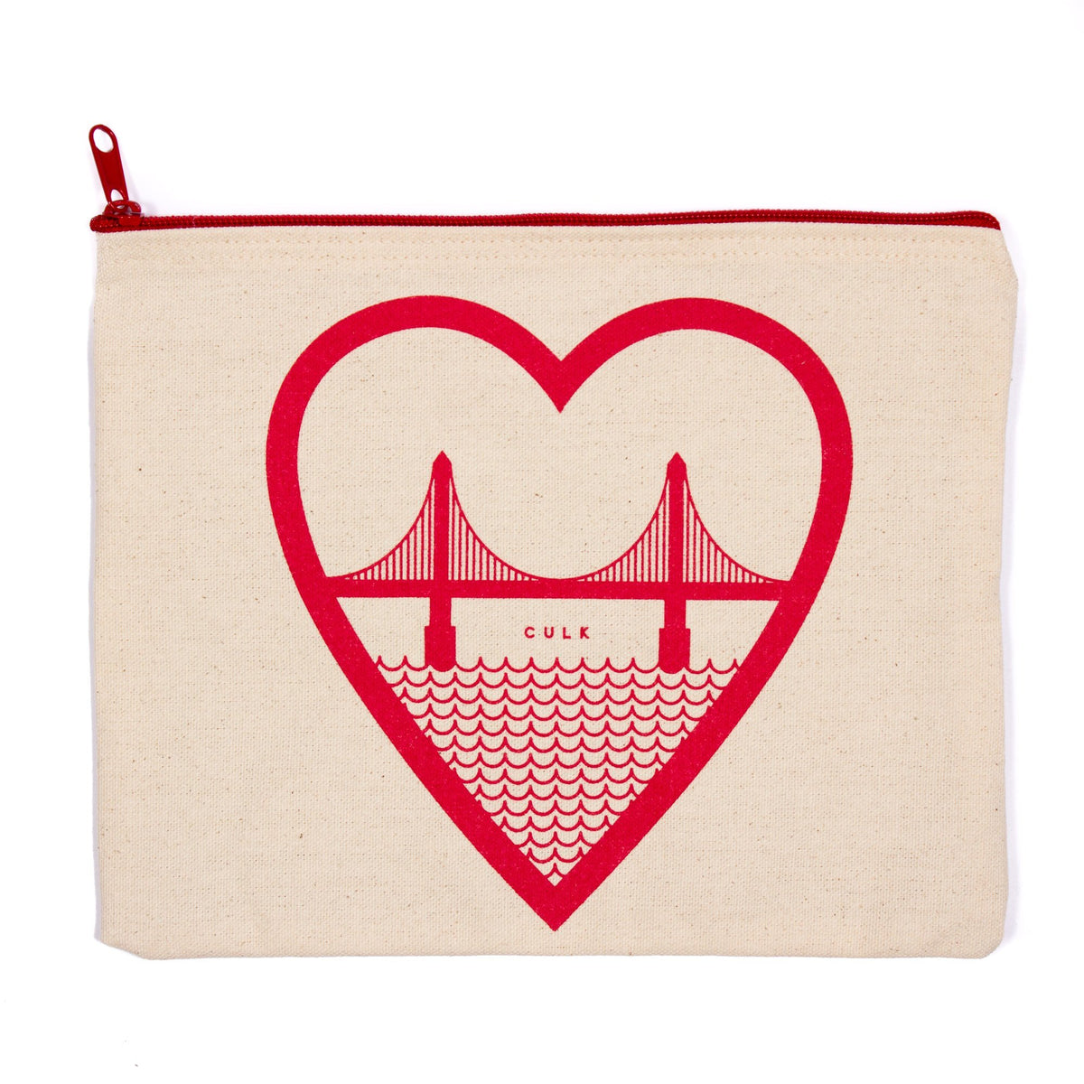 I Heart SF Zipper Pouch Natural-Culk