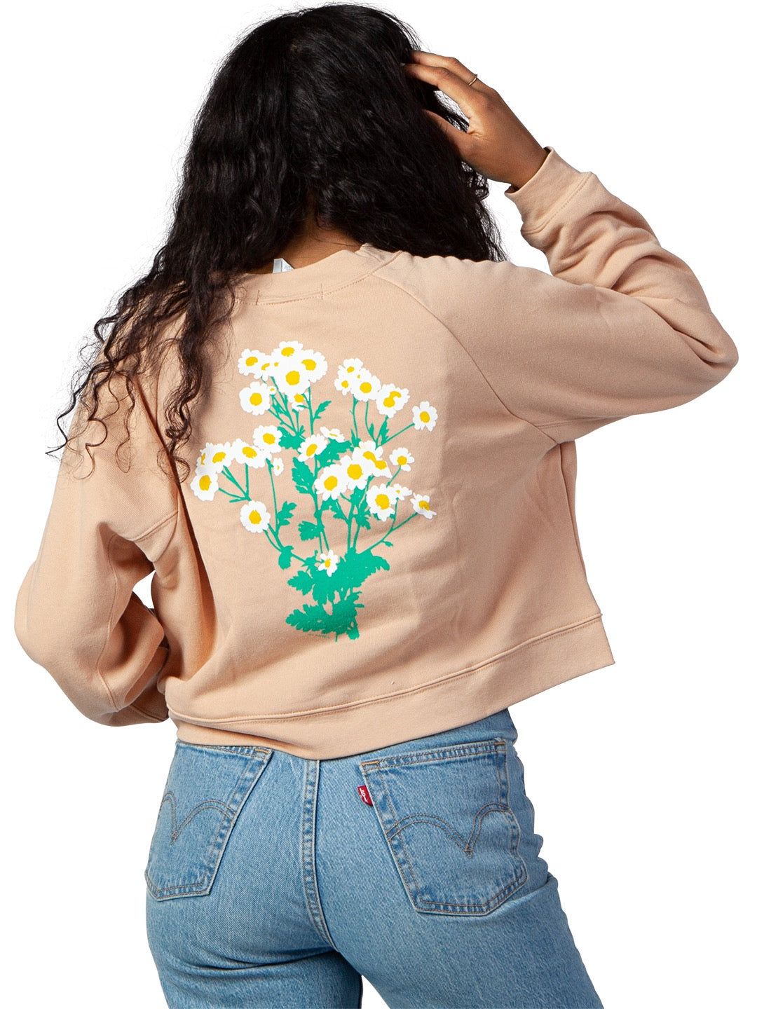 Jen Kindell Daisy Women's Cropped Crewneck Sweatshirt Sand-Culk