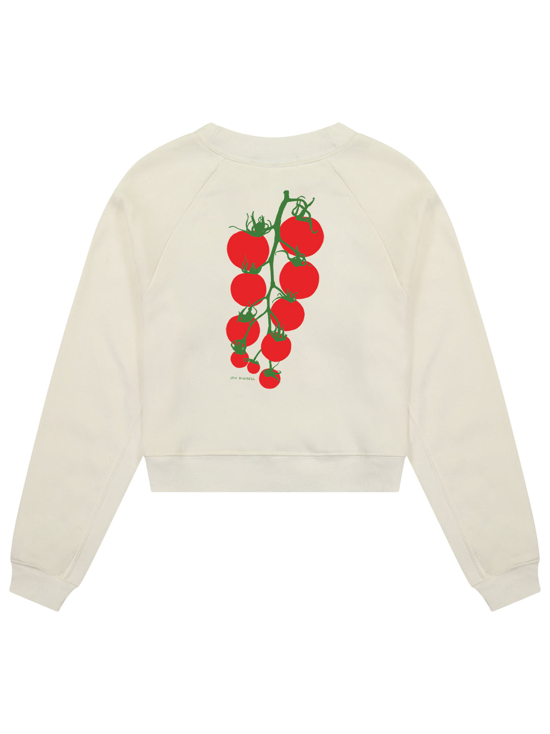Jen Kindell Pomodoro Women's Cropped Crewneck Sweatshirt Off White-Culk