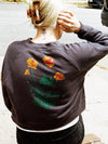 Jen Kindell Poppy Women&#39;s Cropped Crewneck Sweatshirt Faded Black-Culk