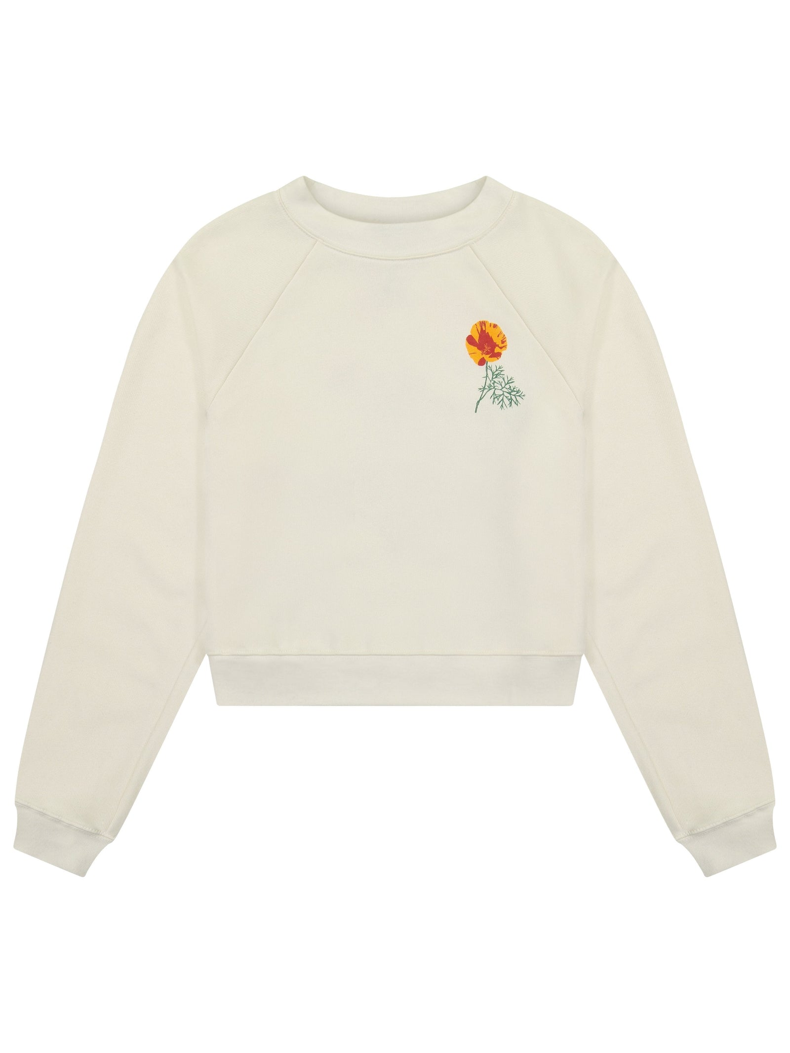 Jen Kindell Poppy Women's Cropped Crewneck Sweatshirt Off White-Culk