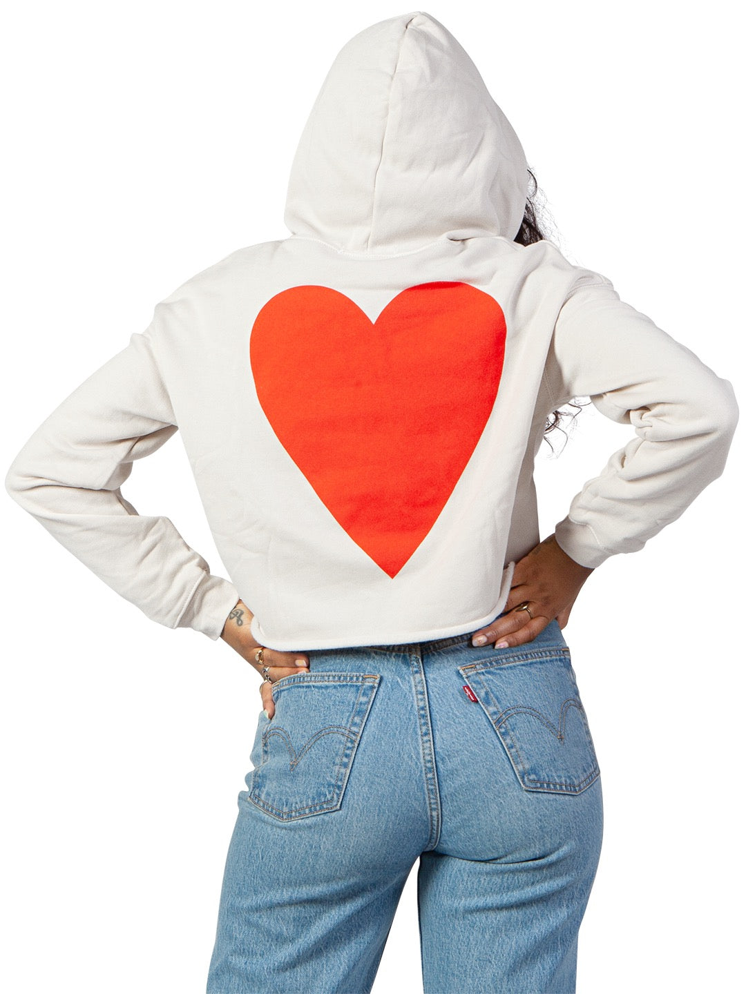 Love Women's Cropped Hoodie Cream-Culk