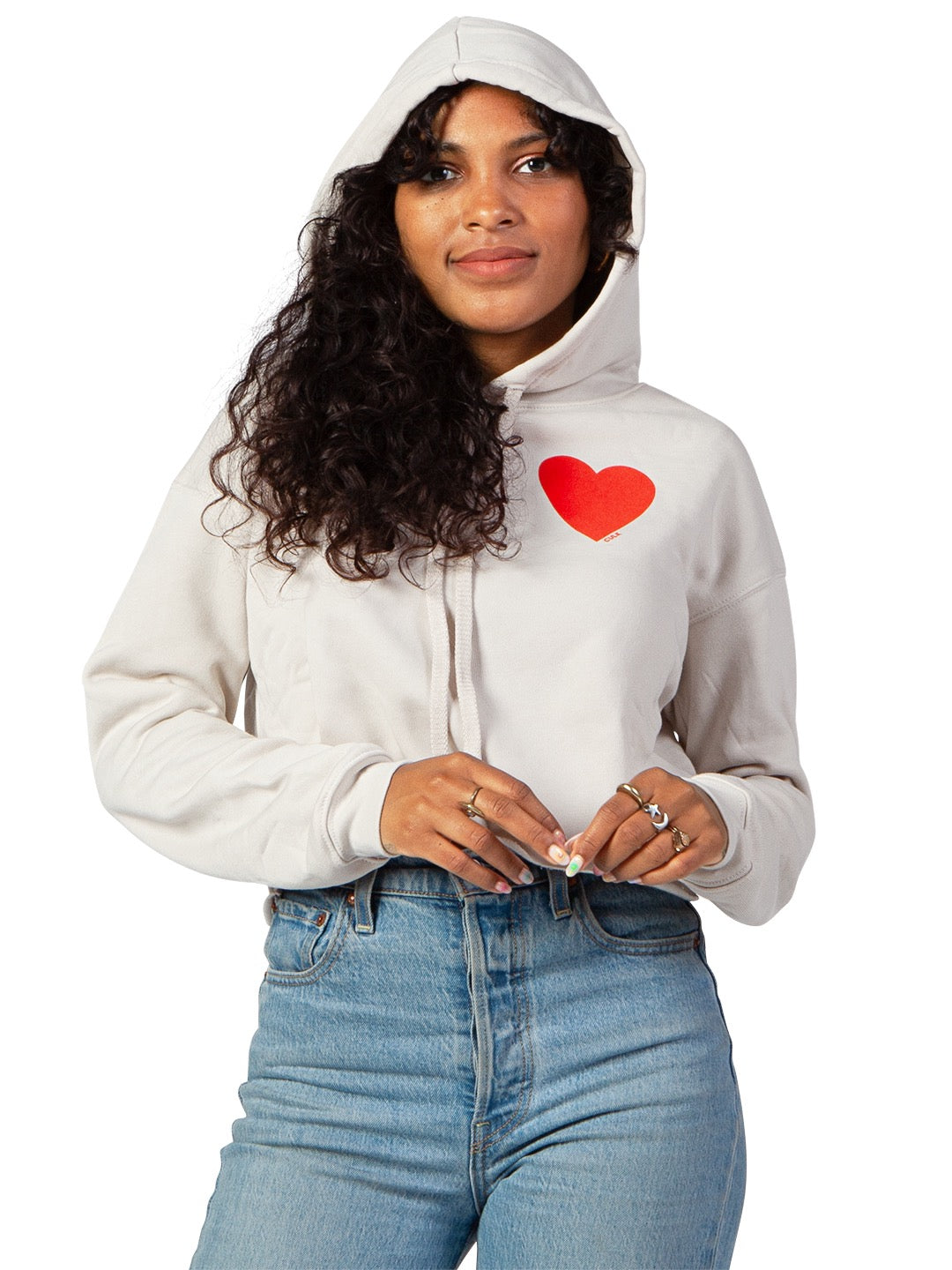 Love Women's Cropped Hoodie Cream-Culk