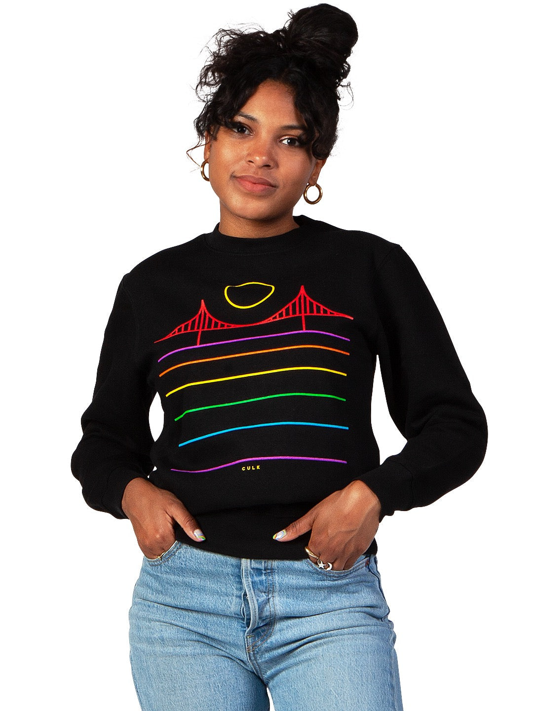 Minimal Bridge Rainbow Crewneck Black-Culk