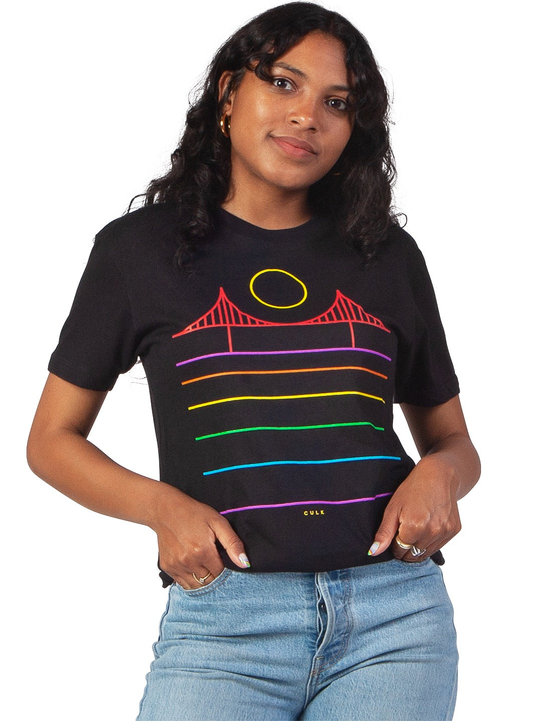Minimal Bridge Rainbow Tee Black-Culk