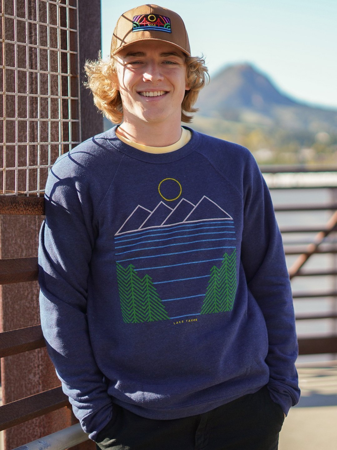 Minimal Lake Tahoe Unisex Crewneck Sweatshirt Navy-Culk