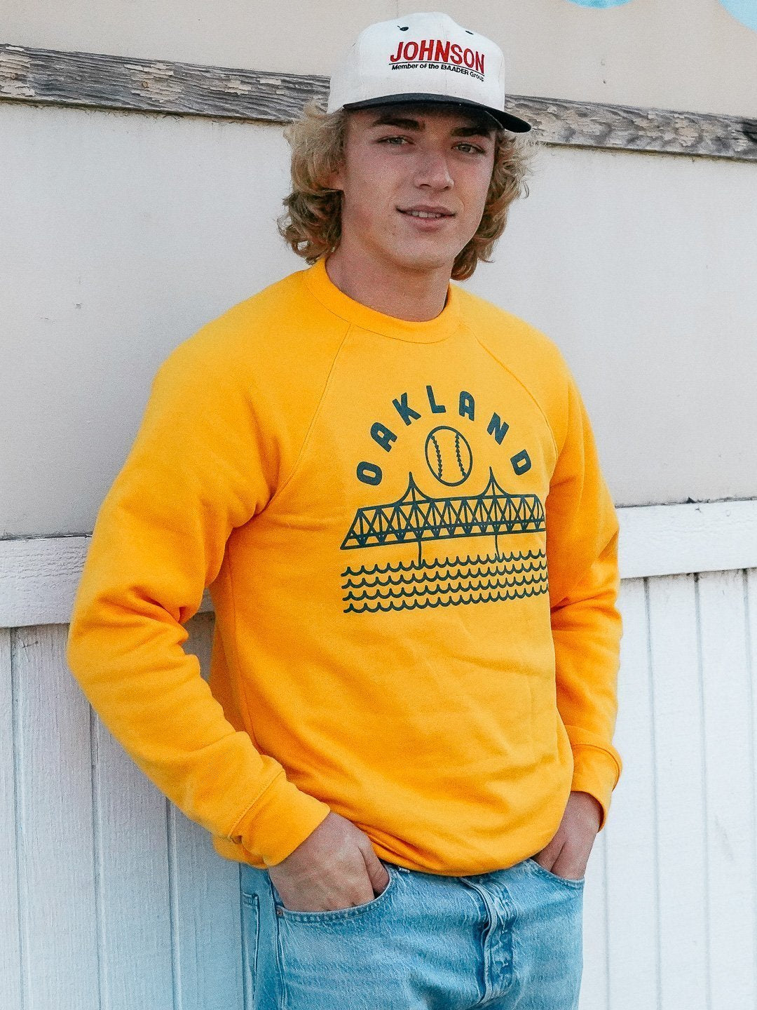 Oakland Baseball Crewneck Sweatshirt Gold Culk