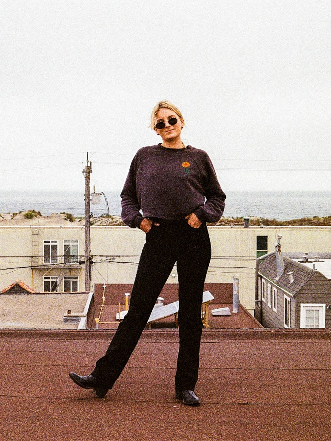 Poppy Women's Cropped Crewneck by Jen Kindell-Culk