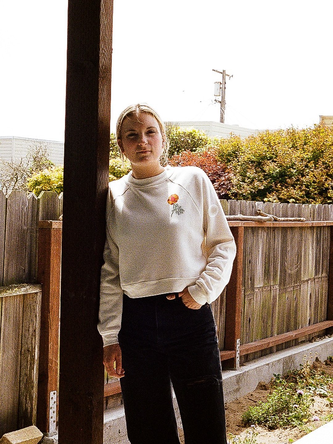 Poppy Women's Cropped Crewneck by Jen Kindell-Culk