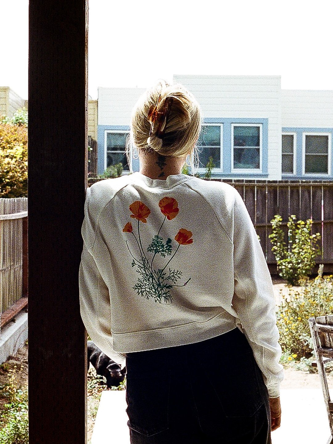Poppy Women's Cropped Crewneck by Jen Kindell-Culk
