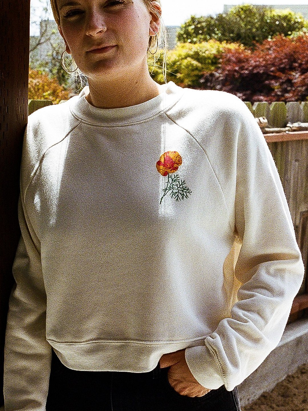 Poppy Women's Cropped Crewneck by Jen Kindell-Culk