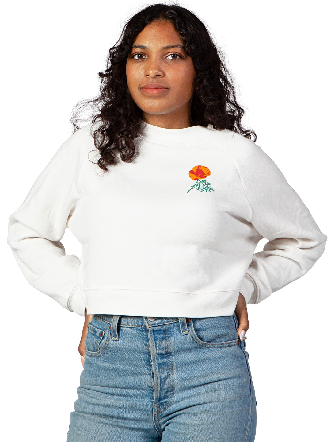 Poppy Women's Cropped Crewneck by Jen Kindell-Culk