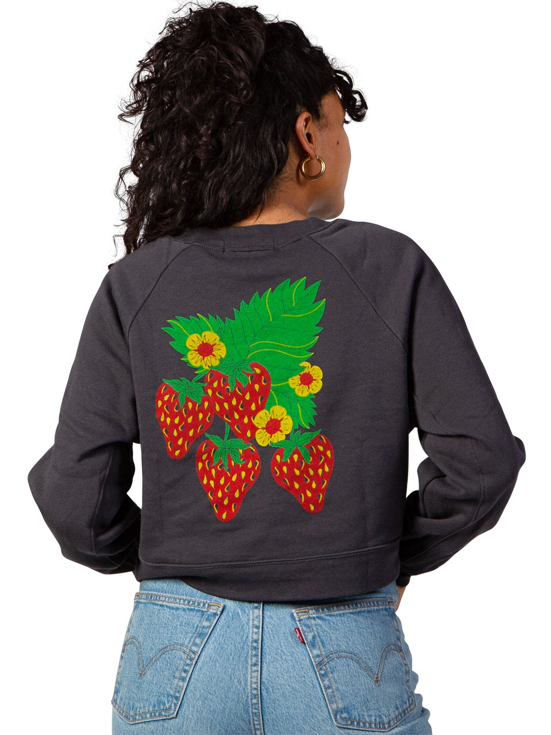 Strawberry Women's Cropped Crewneck by Patch Ya Later-Culk